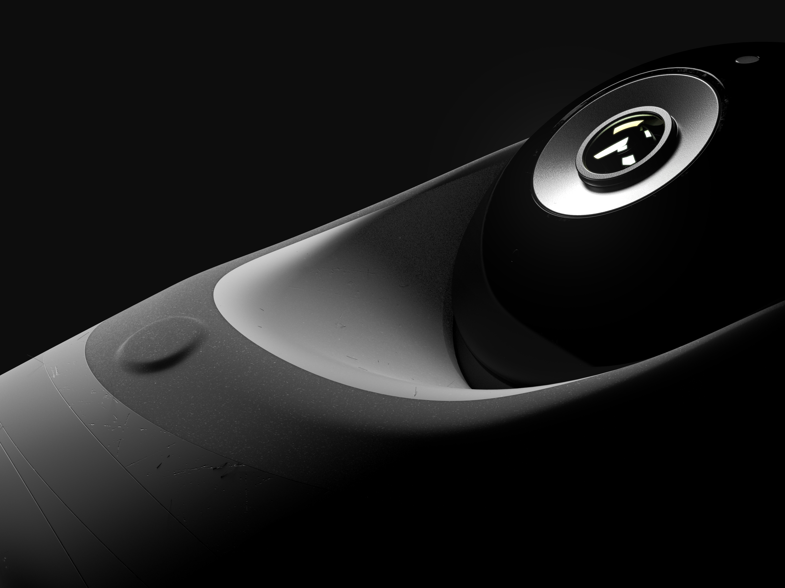 Power/deafen button close-up