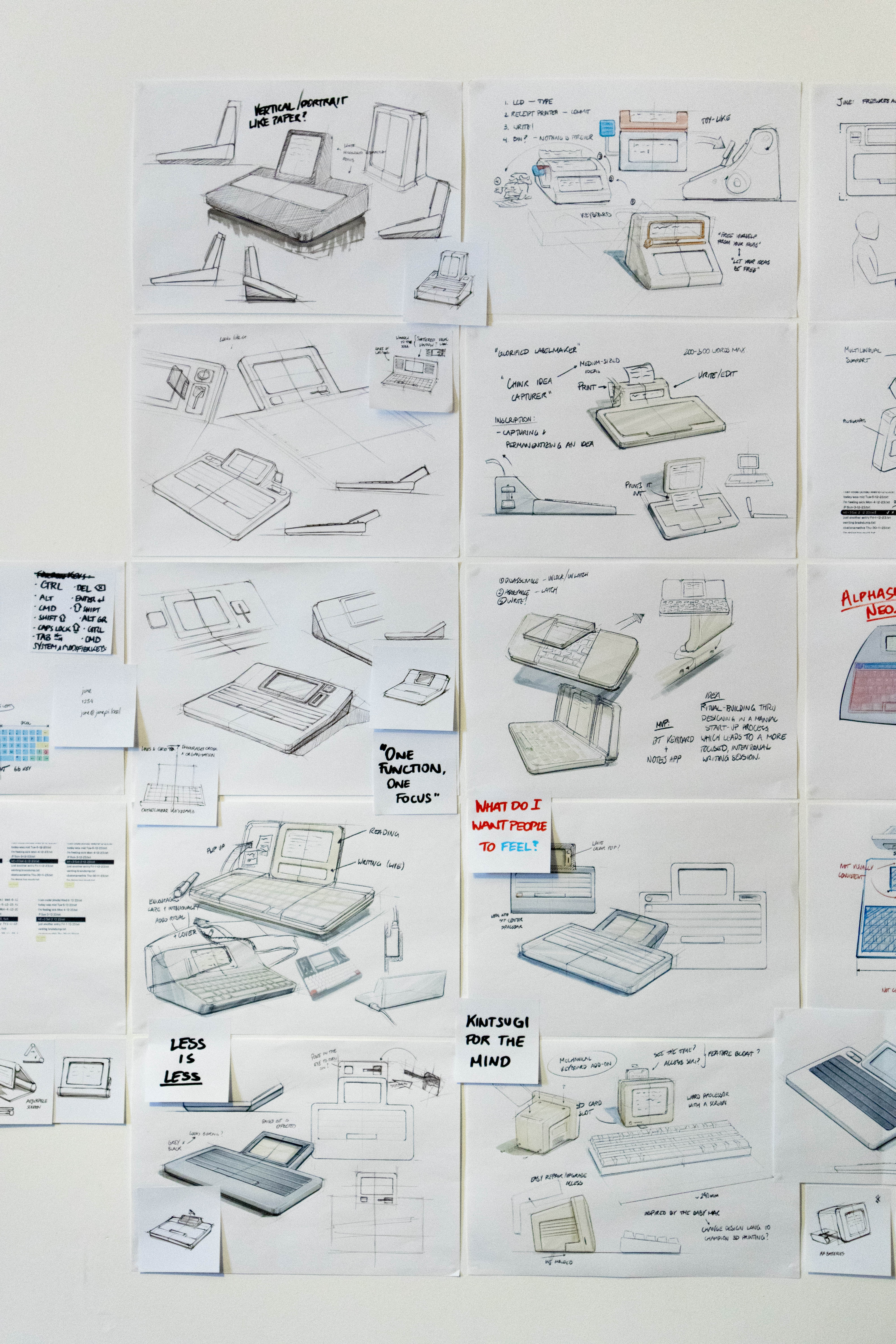 Research wall with sketches