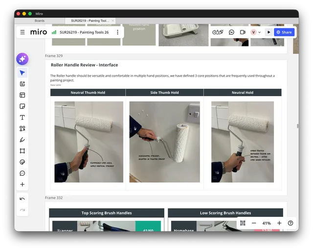 Miro review showing neutral thumb, side thumb and neutral paint roller grips