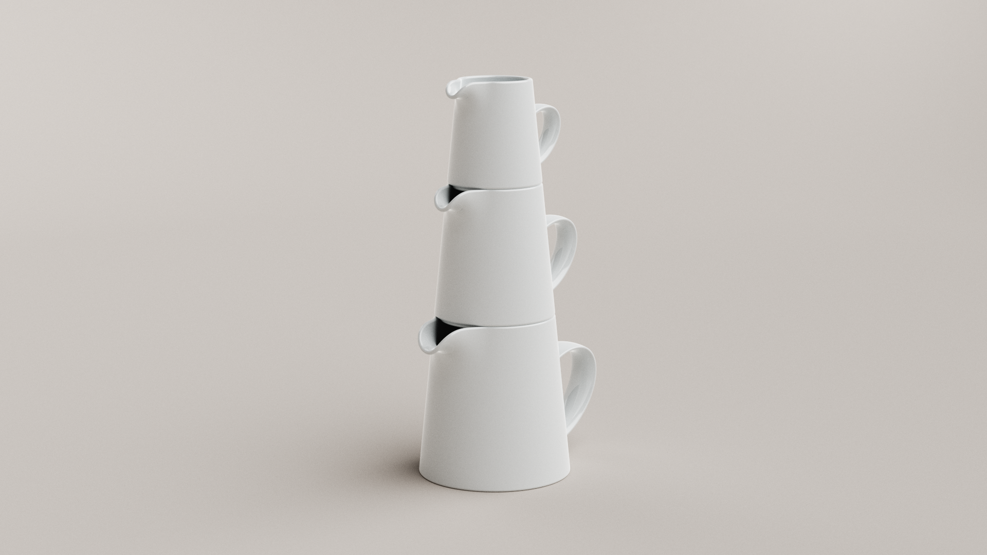 Stacked jugs angled view