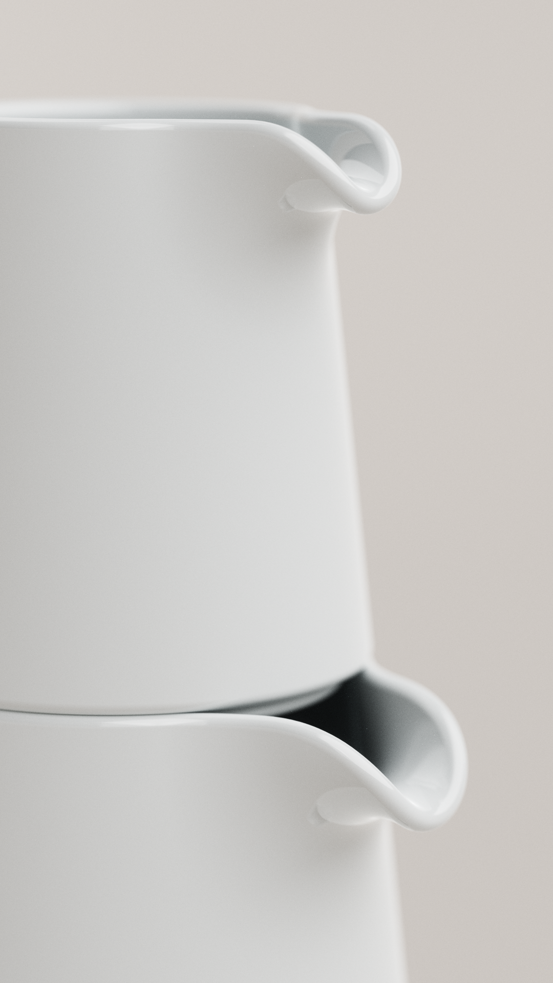 Stacked jugs close-up